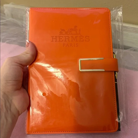 Hermès Orange Leather Notebook Cover - Picture 5 of 8